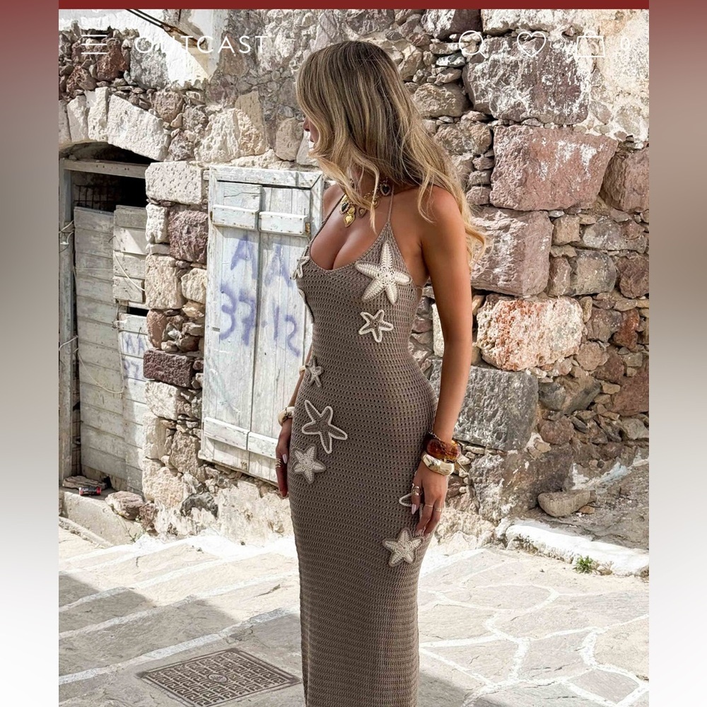 New with Tags Outcast Umbra Dress Tan/White